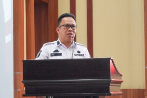 Camat Rappocini M.Aminuddin berikan sambutan pada acara silaturahmi Kapolrestabes Makassar dengan Dewan Lorong Kecamatan Rappocini