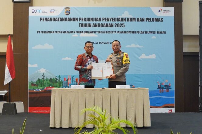 
					Pertamina Patra Niaga dan Polda Sulawesi Tengah Tandatangani Perjanjian Penyediaan BBM dan Pelumas T.A. 2025