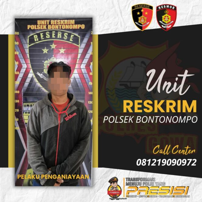 
Unit Reskrim Polsek Bontonompo Tangkap Pelaku Penganiayaan di Desa Manjapai